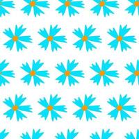 vector dibujado a mano verano patrón transparente floral aislado sobre fondo blanco. garabatear flores azules. fondo de flores de maíz de dibujos animados para el diseño de bodas, envoltura, textiles, tarjetas adornadas y de felicitación