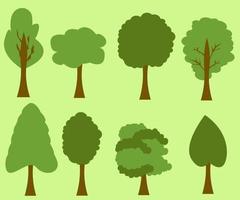 Flat Set of Different Trees in a Flat Design, Free vector, tree illustration vector