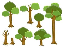 Collection of trees illustrations free illustration for nature icon vector