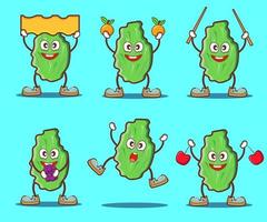 set of lettuce expressions illustration and vector