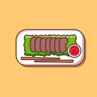 Rebanada de ilustración y vector de carne de res y tomate.