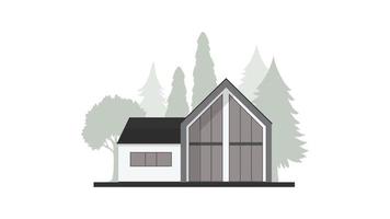 The modern barn house style home. Flat style home buying, real estate, rental concept. Vector illustration