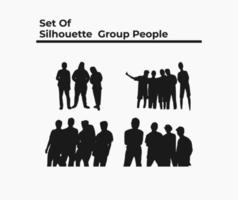 set of silhouette group people vector