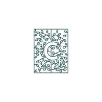 Simple Letter C Logo in Floral Ornament Initial Design Concept vector