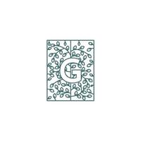 Simple Letter G Logo in Floral Ornament Initial Design Concept vector