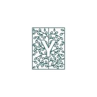 Simple Letter Y Logo in Floral Ornament Initial Design Concept vector