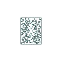 Simple Letter X Logo in Floral Ornament Initial Design Concept vector