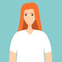 Smiling woman avatar in square vector flat illustration