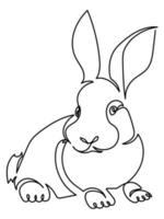 One line art hare, rabbit with big ears symbol of the year or Easter symbol vector