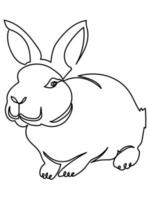 One line art rabbit, sitting bunny symbol of the year or Easter symbol vector