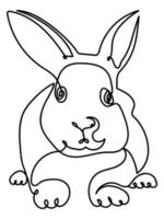 One line art bunny, bunny symbol of the year or easter mascot vector
