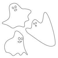 Transparent silhouettes of ghosts on a transparent background. Vector set for Halloween. Isolate.