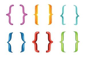 A set of colored curly braces for the design of the text, a vector cartoon illustration.