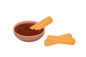 Mexican pastry churros. Sweet dessert. Vector cartoon illustration