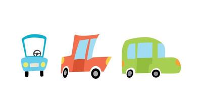 A set of children's cars. Design of a children's room. Vector illustration