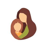 Mom hugs her daughter with love. Family. Vector cartoon