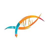 DNA pen vector logo design.