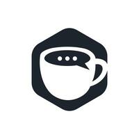 Coffee talk vector logo design. Coffee cup with bubble chat icon vector design.