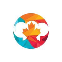 plantilla de diseño de logotipo de vector de chef canadiense. hoja de arce con el logotipo del icono del sombrero de chef.