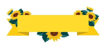 Sunflower ribbon banner for text. vector
