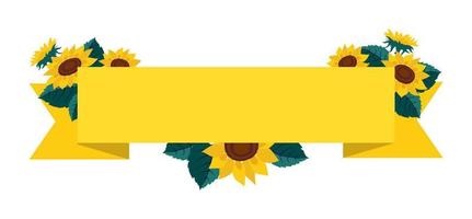 Sunflower ribbon banner for text. vector