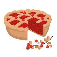 Berry pie cut, cranberries. vector