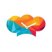 Cooking time vector logo design. Food time logo. Alarm clock and Cook management logo concept.