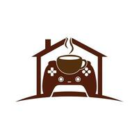 Gamer cafe vector logo design template.