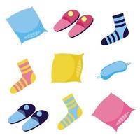 A set of textile items for the home. vector