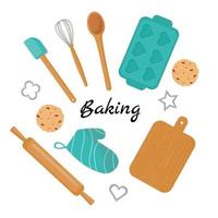Collection of baking accessories. vector
