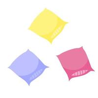 Set of somple pillows in cartoon style vector