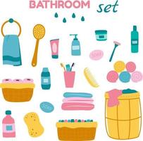 Set of elements for the bathroom in bright color vector