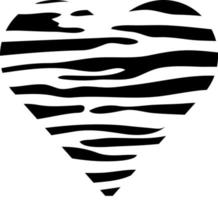 Zebra animal pattern in flat hand drawn style. Vector background in the shape of a heart