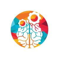 Brain and gear cog logo design. vector