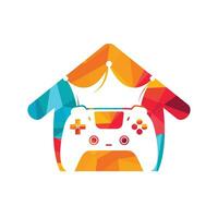 Game king vector logo design. Gamepad with crown vector icon design.