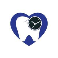 Dental time vector logo design template. Human tooth and clock icon design.