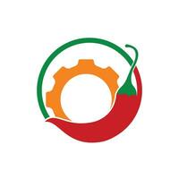 Spicy mechanism vector logo concept. Chili gear logo design template.