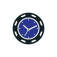 diseño del logotipo del vector de tiempo de servicio. engranaje y diseño vectorial de iconos de reloj analógico.