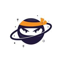 plantilla de diseño de logotipo de vector de planeta ninja. personaje ninja con diseño de icono de globo.