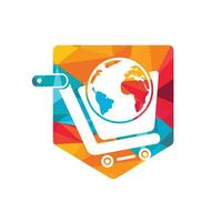 Globe shopping cart vector logo design. Online Shop logo designs concept.