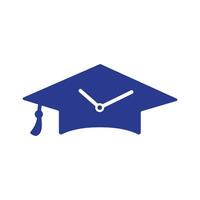 Study time vector logo design. Graduation hat with clock icon design.