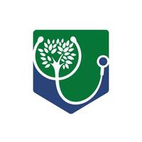 Health stethoscope vector logo design. Stethoscope with tree icon vector design.