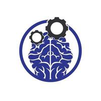 Brain and gear cog logo design. vector