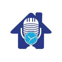 Podcast time vector logo design template.