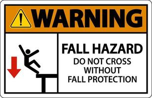 advertencia de no cruzar sin señal de protección contra caídas sobre fondo blanco vector