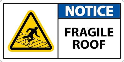 Notice Fragile Roof Sign On White Background vector