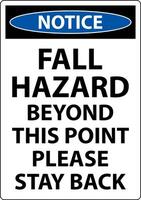 Notice Fall Hazard Beyond This Point Sign On White Background vector