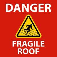 Danger Fragile Roof Sign On White Background vector