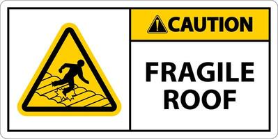 Caution Fragile Roof Sign On White Background vector