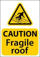 Caution Fragile Roof Sign On White Background vector